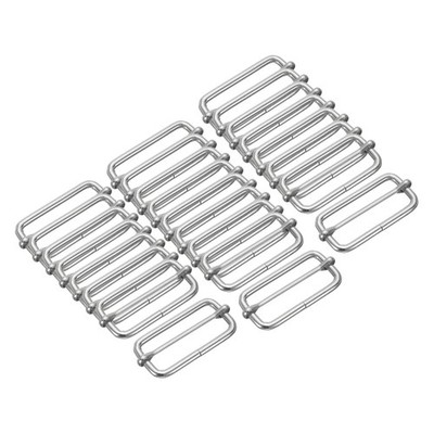 25Pack Slide Buckle 2'' Tri-Glide Slides Adjuster Strap Slider, Silver