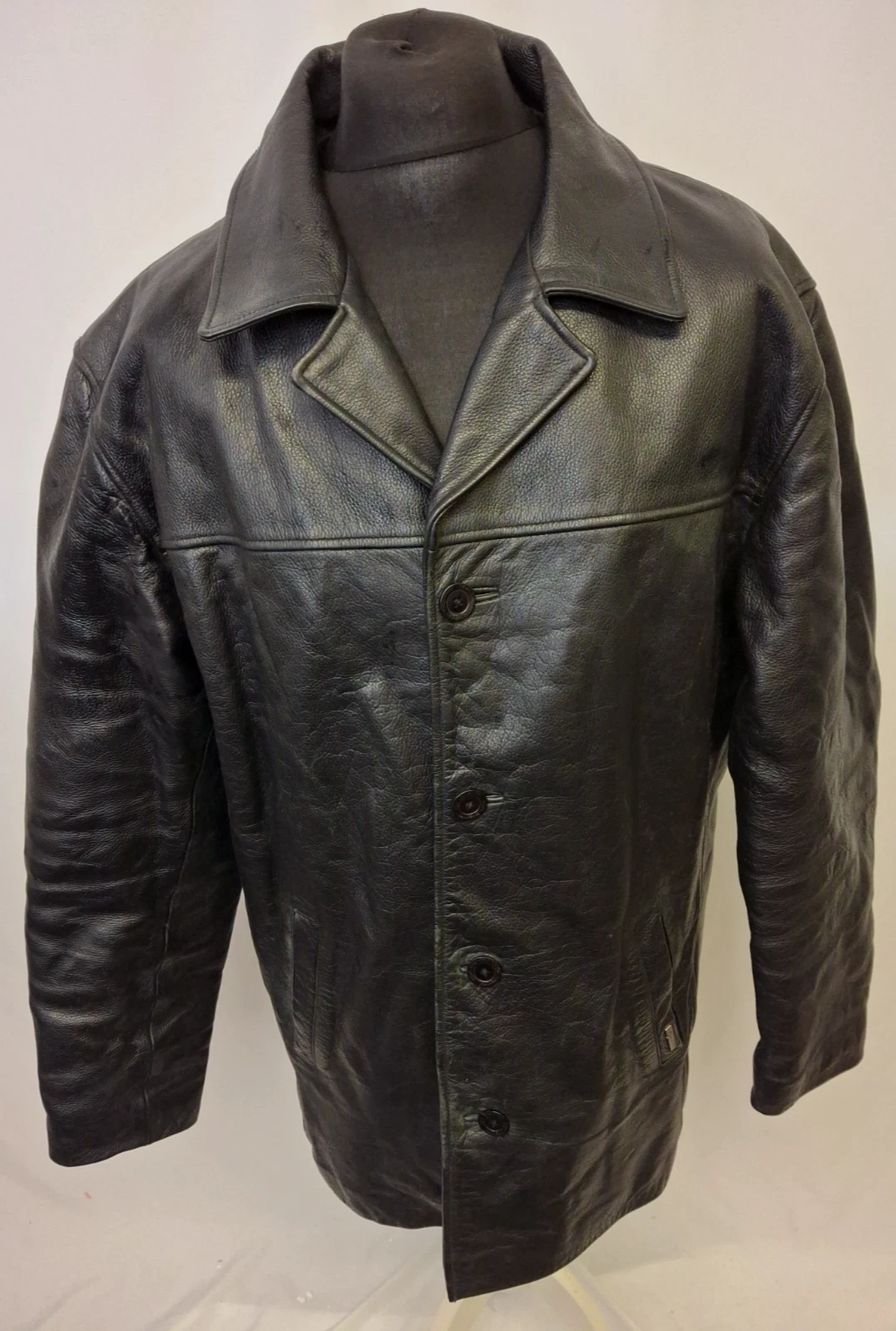 Ben Sherman Leather Jacket Coat Smart Casual Retro Designer Black Large L3642