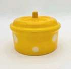 Vintage Hazel Atlas Yellow Milk Glass Polka Dot Refrigerator Dish Grease Jar