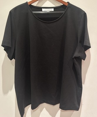 Caroline Rose Women's Plus 3X Black Knit Short Sleeve Blouse Round Neck Zipper
