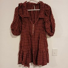 Free People Elora Mini Dress Juneberry Purple with Ruffle Sleeves Sm