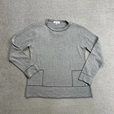 CALVIN KLEIN Damen Pullover Gr M Strick Sweater Jumper Logo 31002 Grau - Bild 1 von 4