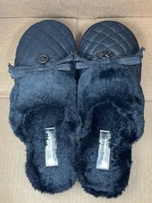 Michael Kors Slippers Womens Sz 9 Black Sparkle Faux Fur Lined Comfort
