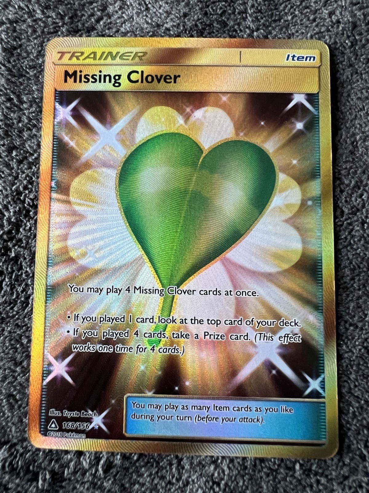 Missing Clover (Secret Rare) 168/156 Secret Rare Holo SM Ultra Prism Pokemon NM