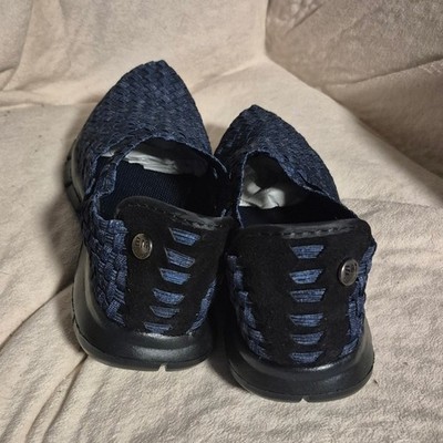 Bernie Mev Catwalk Navy Blue Woven Elastic Slip On Sneakers  display picture 1