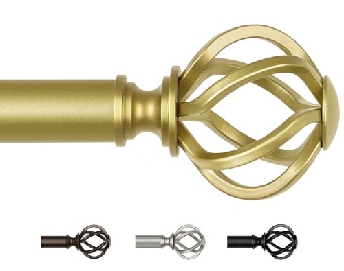 Curtain Rod 32 to 58 Inches (2.6 to 4.8 ft), Decorative Curtain 32-58" Gold - Picture 2 of 7