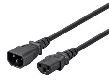 3-Prong Extension Cord - 15ft - Black  IEC 60320 C14 to IEC 60320 C13, 18AWG