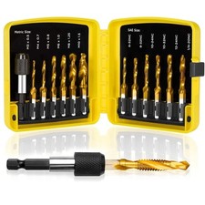13PCS Titanium Coated SAE and Metric Tap Bits Kit Combination Drill Tap Bit Set