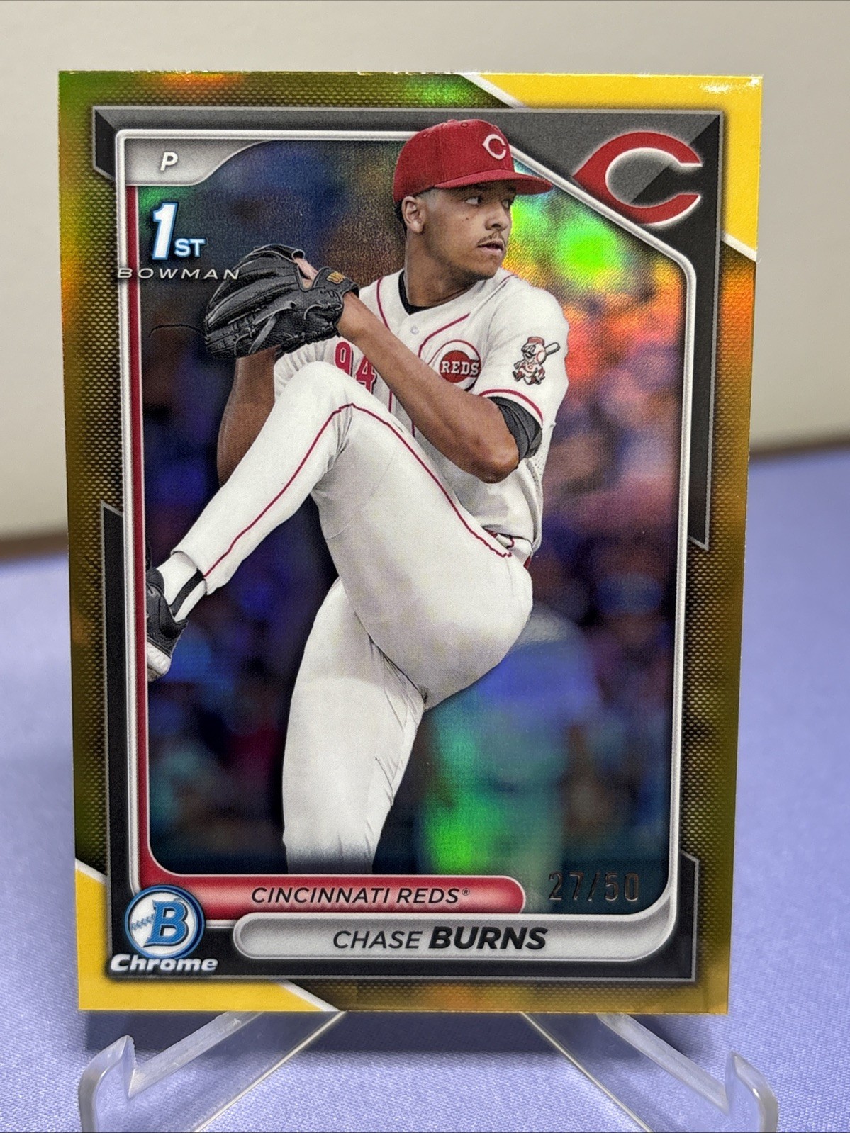 Chase Burns Gold Refractor /50 (RC)  2024 Bowman Draft - Chrome #BDC-55