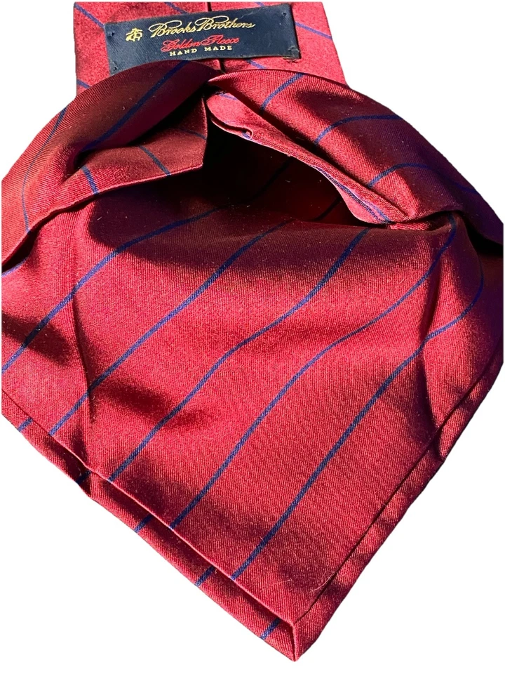 Галстук Brooks Brothers Golden Fleece Seven Fold красный/бордовый с синими полосками - Изображение 4 из 4
