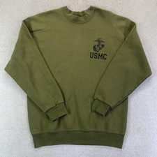 Marine Corps Sweatshirt Mens Medium Olive Green Vintage USMC Made in USA