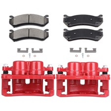 Red Front Brake Calipers And Pads For 1999-2005 Chevrolet Silverado 1500
