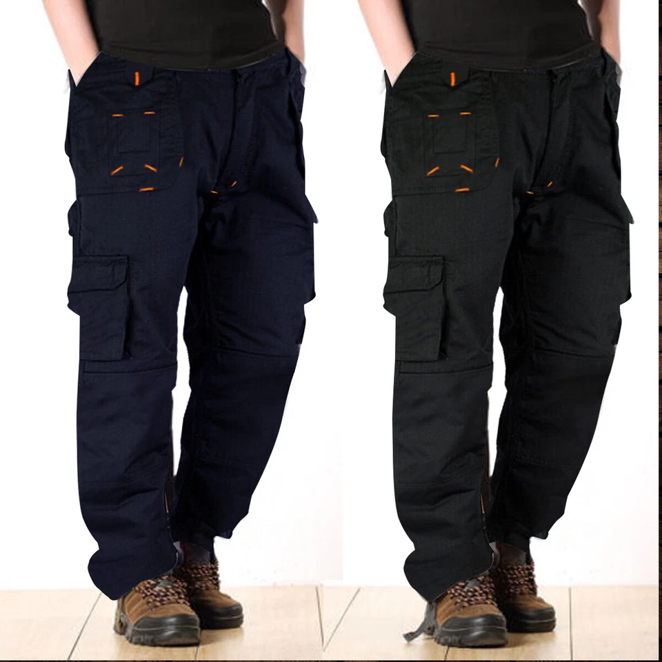 Mens Cargo Combat Work Trousers Size 32 to 44 Black Navy Trousers Knee Pads