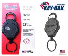 Key-Bak Ratch-IT Lock Retractable Key Holder Carabiner Super Duty 36” Cord
