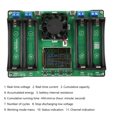 18650 Battery Capacity Resistance Tester Auto Charging Discharge Module 1/2/4 CH