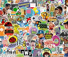25/50 1990’s Sticker Pack-Waterproof Vinyl-Rugrats MTV Nickelodeon All That