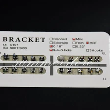 20 Pcs/Set Dental Orthodontic Metal Bracket Mini/Standard MBT No/3/345 Hooks