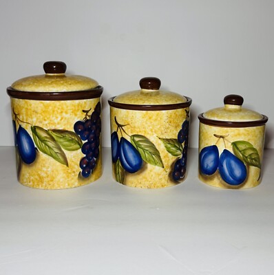 Hand Painted Ceramic 3 Pc  Canister Set! European Home Decor! China! Free Ship.!