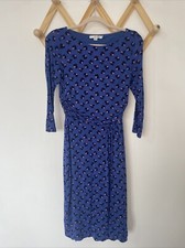 BODEN Bright Blue Floral Patterned 3/4 Sleeve Bodycon Dress, Size 8