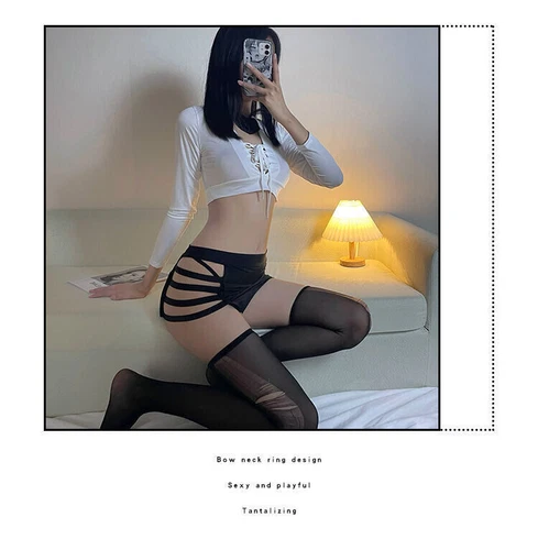 Sexy Lingerie Women Cosplay Costumes Top Skirt Uniform Office Secretary Dress - Picture 13 of 21