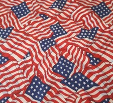 Packed USA Flag Print BTY Fabric Traditions Red White Blue Stars Stripes