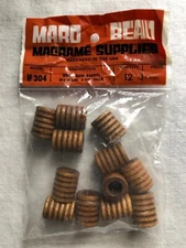 New Pack 12 Brown Wood Ribbed Barrel Macrame Beads 19 mm x 16 mm Mard Bead