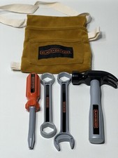 ChildrensToy Black  Decker Tool Pouch With Tools Hammer 2 Wrenches Screw Driver