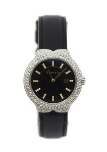 Vintage Tiffany & Co. Tesoro Diamond Black Dial 18K Gold Stainless Steel Quartz Pre-owned Tiffany & Co Tesoro 18k Yellow Gold Black Dial  main image 4