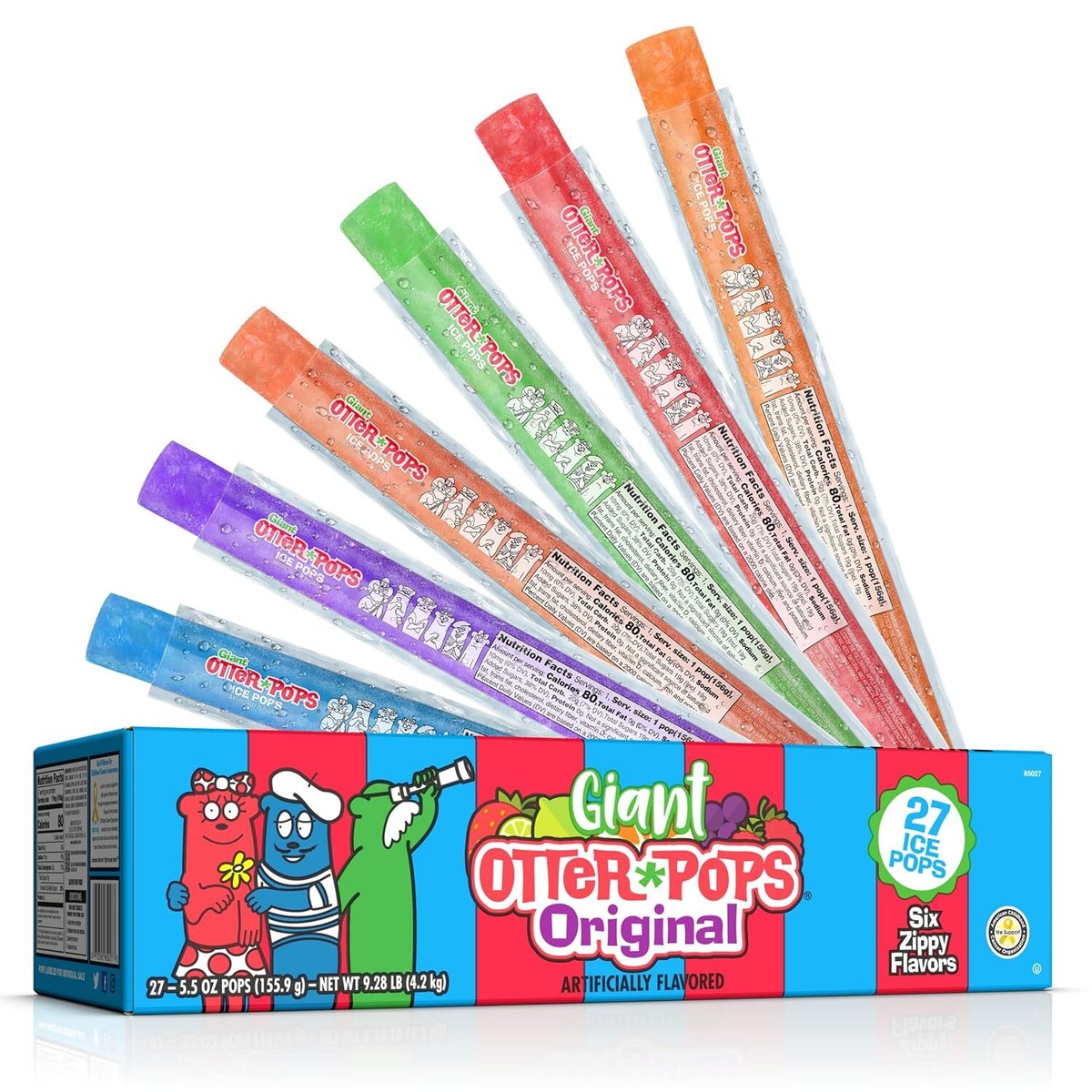 Otter Pops, Giant Original 5.5oz, 27 Ice Six Zippy 27 Count (Pack