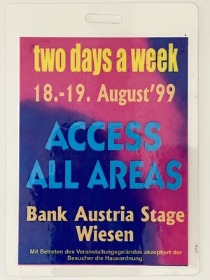 RHCP The Offspring AAA Pass Used Two Days A Week Festival Austria August 1999