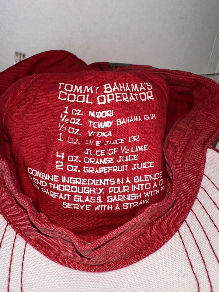 Vintage TOMMY BAHAMA Marlin  Cool Operator Cocktail Recipe Hat SnapBack EC - Image 3 of 3