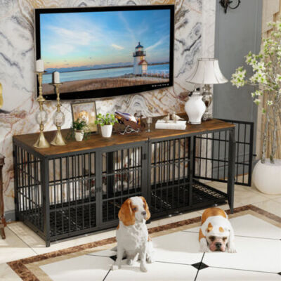 X-Large Heavy Duty Dog Crate Kennel Cage TV stand Wood End Side Table  Furniture