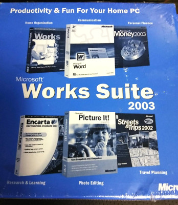 NEW Sealed NOS Microsoft Works Suite 2003 Productivity & Fun Software WIN PC