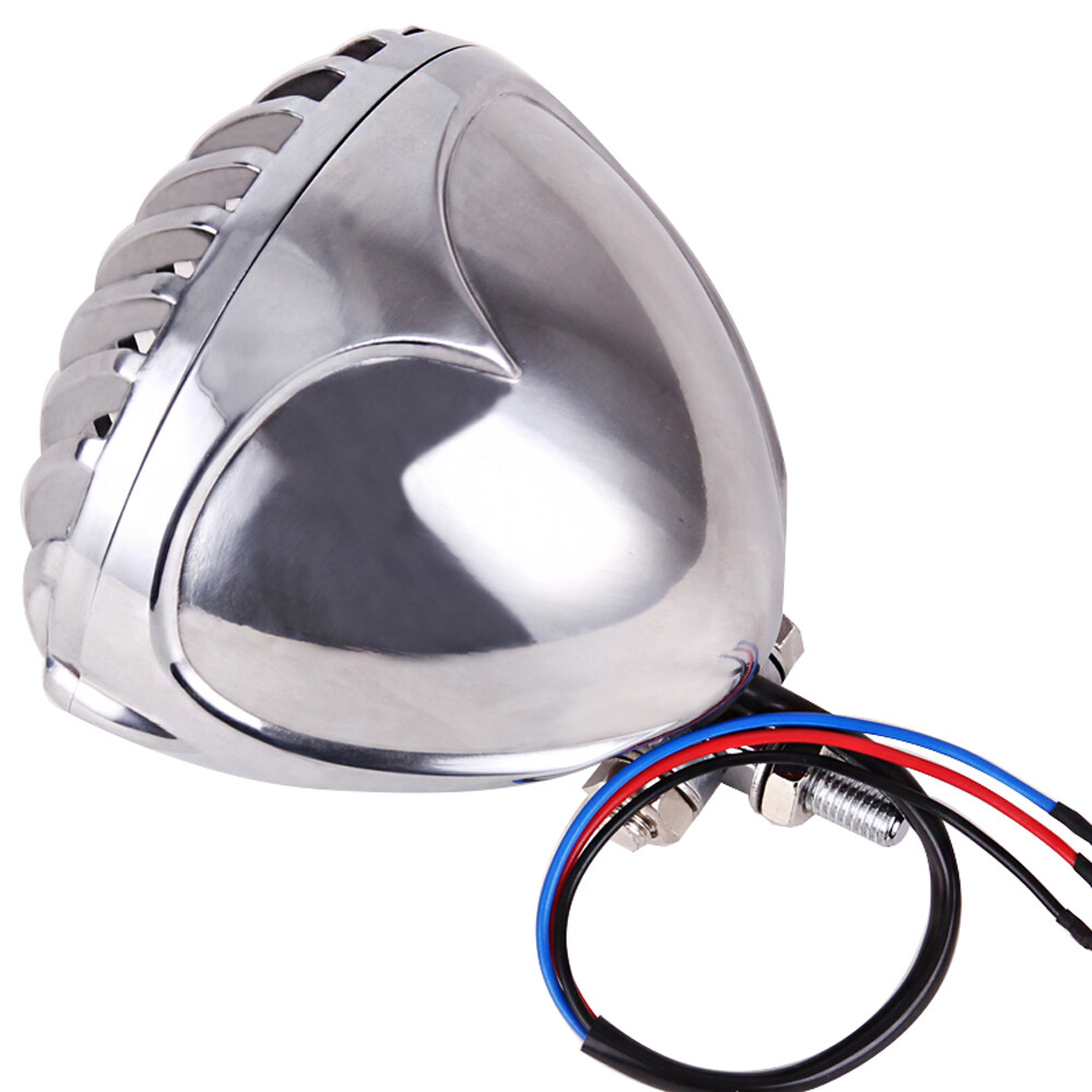 For Harley Chopper Bobber Cafe Racer Cruiser Headlight Light Finned Prison Grill