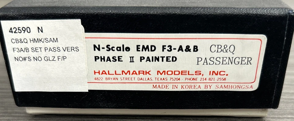 Hallmark Models N Brass EMD F3 Phase II A&B Locomotive Set CB&Q LNIB! - Image 2 of 4