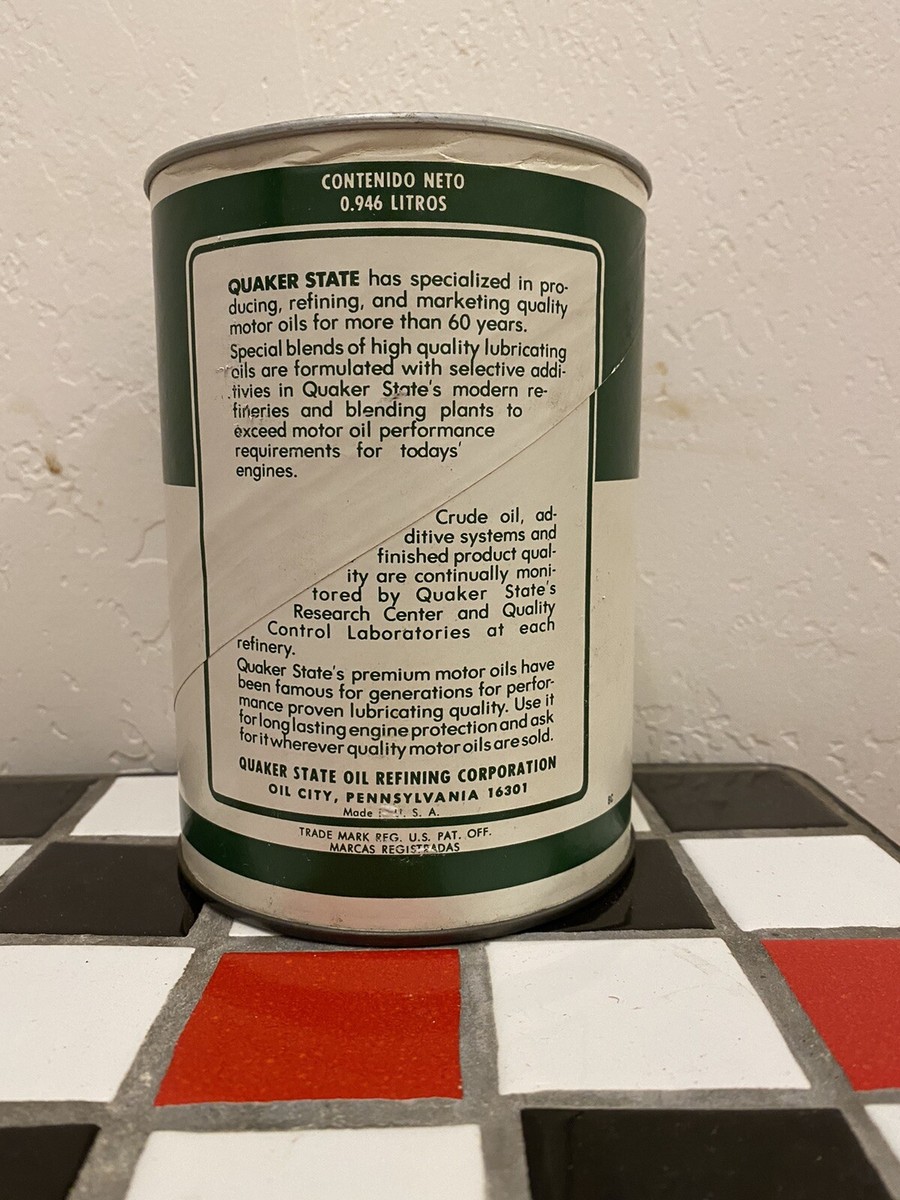 Vintage Quaker State Motor Oil Advertising Tin Can (Full) NOS | eBay