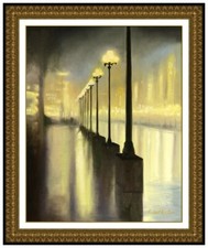 ROBERT K. WHITE Original OIL PAINTING on CANVAS Cityscape Signed Framed Artwork