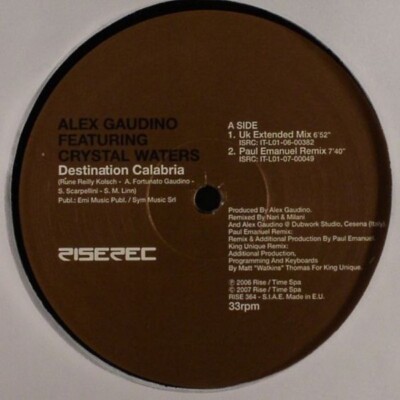 Alex Gaudino, Destination Calabria - Rise 364 - 12'' Italy 2007 VG|VG+