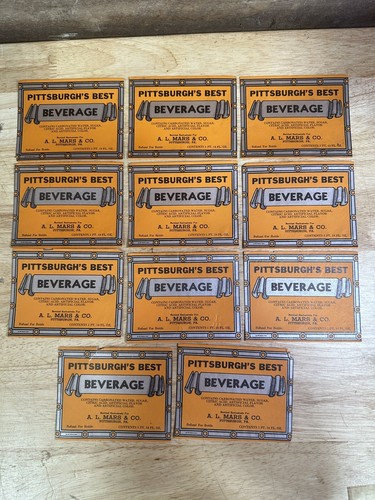 Vintage 1937 Lot Of 11 Pittsburgh’s Best Beverage Soda Bottle Labels A L Mars