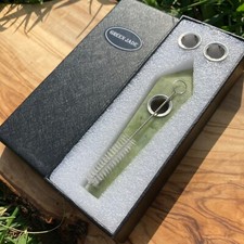Pipa de cristal para fumar con piedras preciosas de jade verde hecha a mano cuchara de mano tazón para humo de tabaco