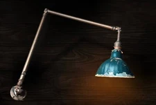 ANTIQUE Industrial Articulating Ajusco Lamp Mercury Glass Machine Age Light