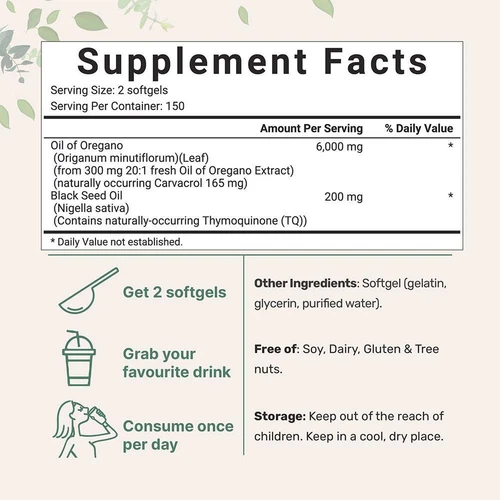Oregano Oil Premium- Formula 6000mg-Organic Extract 300 Softgels Immune-Support - Bild 7 von 10