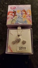Disney Princess Collection Sterling Silver and Crystal Pendant Necklace Set