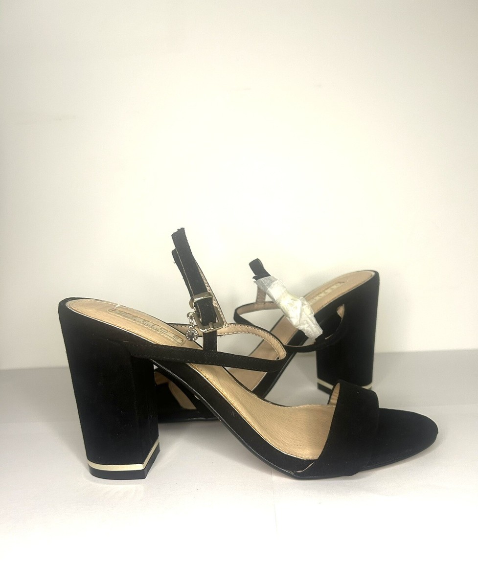 OFFICE LONDON Black Strappy Heels Size EU 39 AU CHUNKY Block