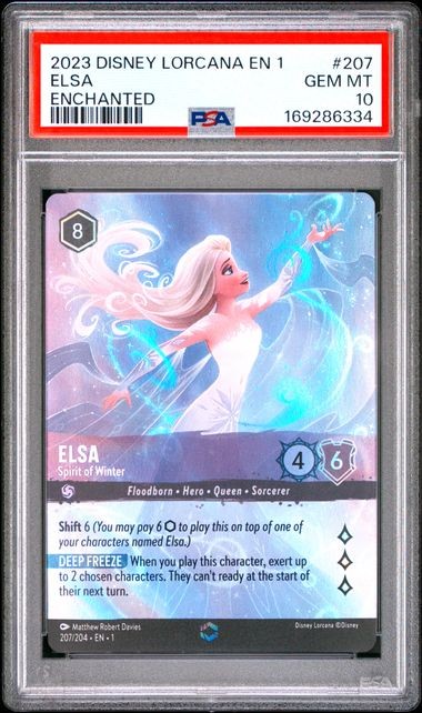 2023 DISNEY LORCANA EN 1-THE FIRST CHAPTER #207 ELSA ENCHANTED PSA 10 (Q334