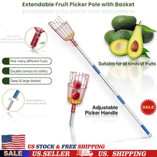 6Ft Fruit Picker Pole with Basket Telescoping Fruit Picker Tool with Long Handle