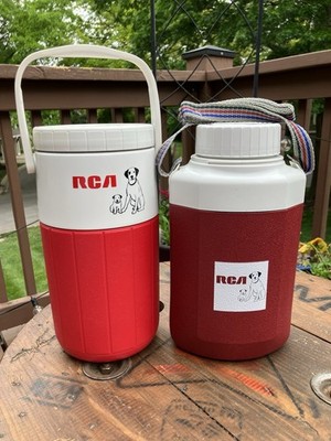 Vintage RCA ProScan Coleman Water Jugs Cooler Set Red White 5590 5517 USA