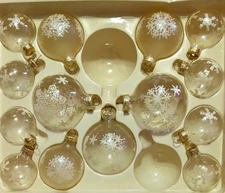 Set Of 14 Glass Snowflake Christmas Ornaments Rauch