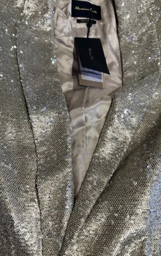 BNWT Massimo Dutti Zara Trinny Sequin Gold Metallic Blazer Jacket S UK 8-10 - Picture 8 of 12