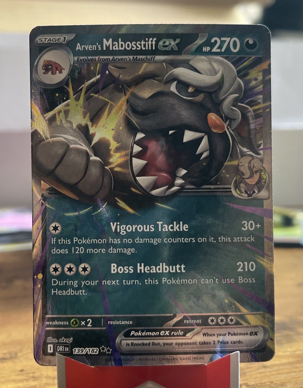Pokémon TCG Arven's Mabosstiff EX 139/182 Double Rare Destined Rivals - NM
